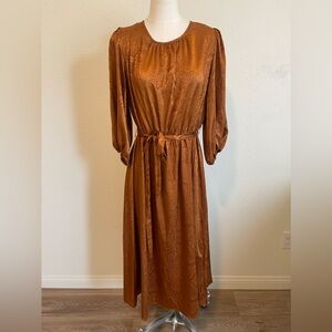 Beautiful Burnt orange/ Gold belted dress size 10